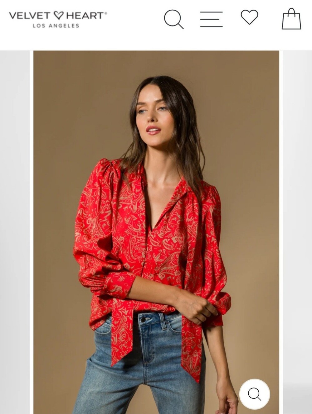 Velvet Heart Red Paisley V-Neck Sweater